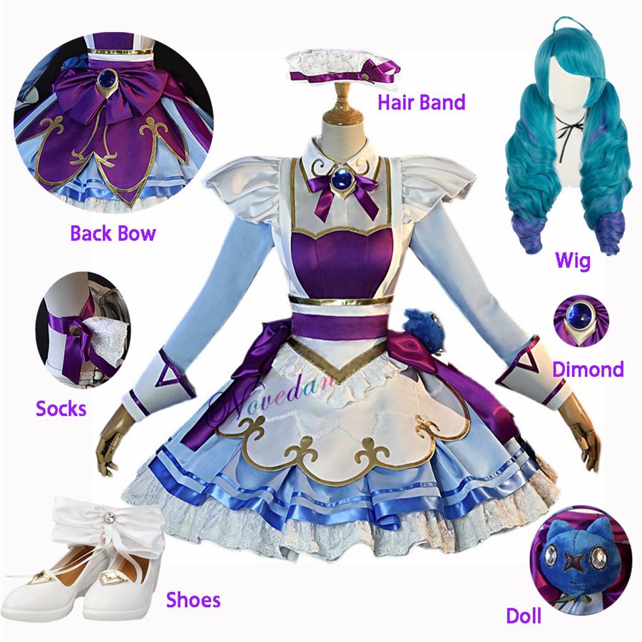 Игра Lol Gwen, костюм для косплея, кукольная обувь, парик, косплей, аниме, кафе, милое платье Лолиты, наряд горничной для женщин и девочек WigOnly-One&LOL Gwen Cosplay