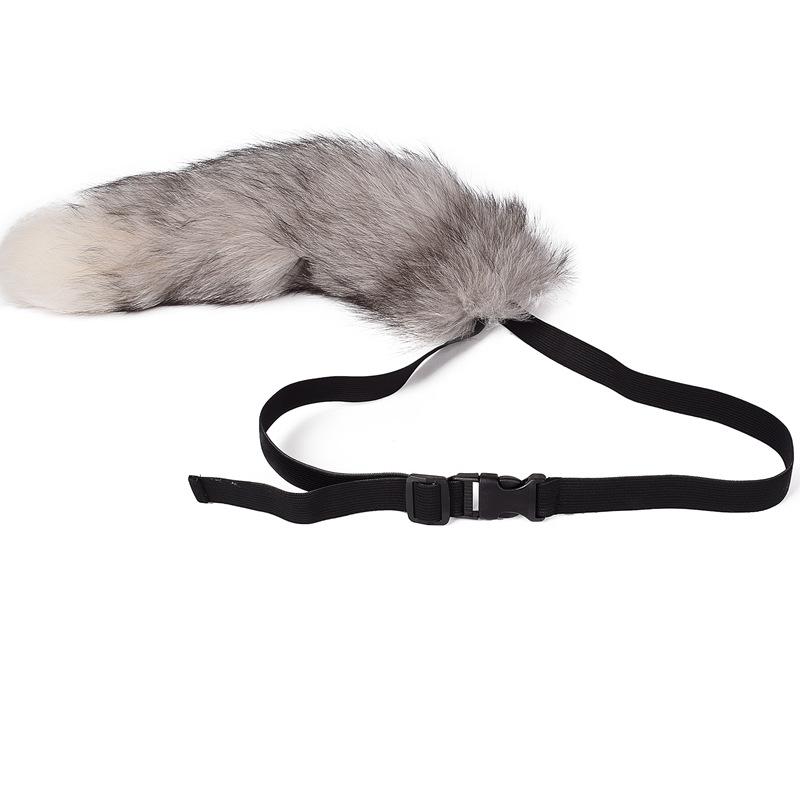 Furry for Keychain Fox Hair Cuestion Silver Blue Fox Tail Real Fur Accessories Женская сумка Charm Belt Models для женщин 40cm