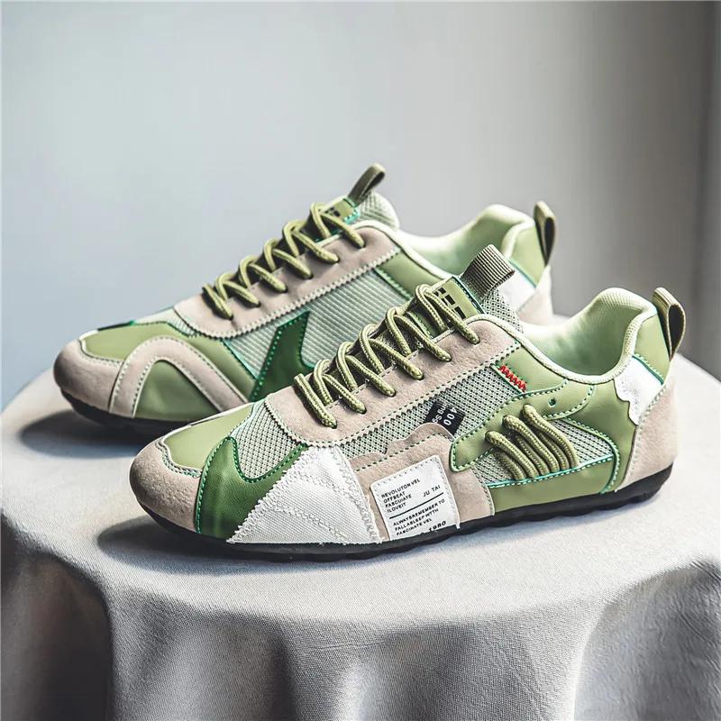 Мужские повседневные спортивные мокасины Four Seasons Trend Designed Personality Lace-up Leather Sneakers Comfortable Breathable 39