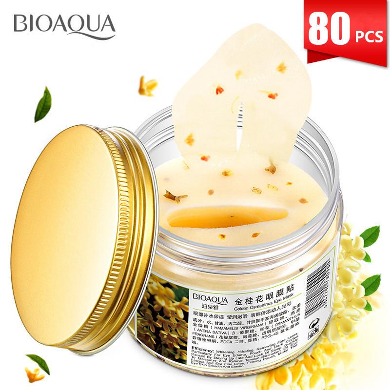 BIOAQUA Маска для глаз с золотым османтусом, 80 шт./бутылка, уход за глазами, коллагеновый гель, сывороточный протеин, патчи для глаз для сна