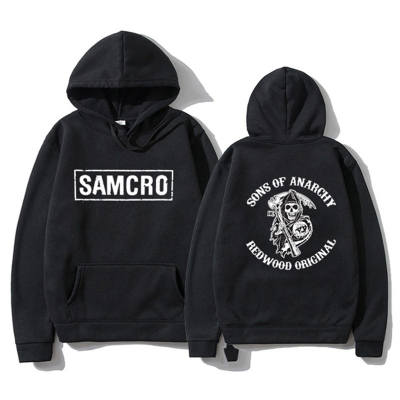 Толстовки с надписью Samcro Sons Of Anarchy с принтом, модная уличная одежда с черепом, унисекс, женская толстовка большого размера, свободная одежда 2XL