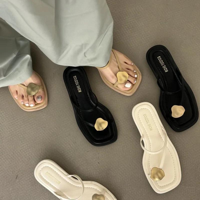 Модные тапочки женские летние новые однотонные шлепанцы для отдыха на открытом воздухе модные туфли на плоской подошве повседневные нескользящие сандалии женские пляжные мюли шлепанцы на платформе 35 абрикосовый