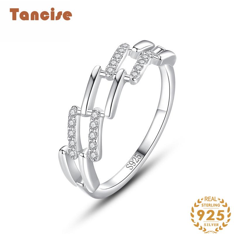 Tancise Classic стерлингового серебра 925 пробы кольцо с цирконом женские ювелирные изделия свадебное обещание вечерние подарок 5 серебряный