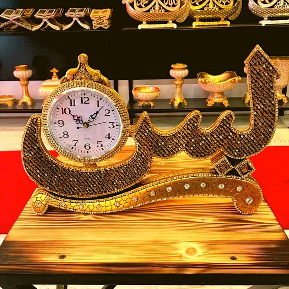 Настольные часы Yaseen Design | Исламские настольные часы | Исламский аксессуар | Исламский офисный декор | Подарки для исламского офиса | Исламские подарки для дома золотой
