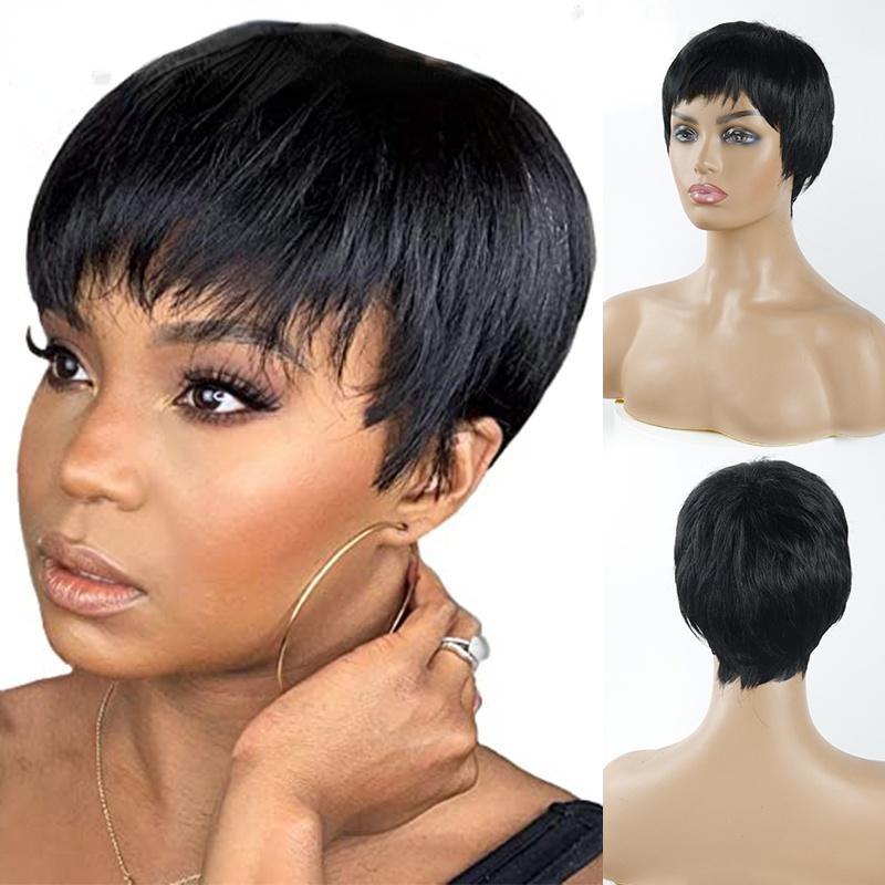 LISI HAIR Модные короткие прически Черные синтетические парики для женщин