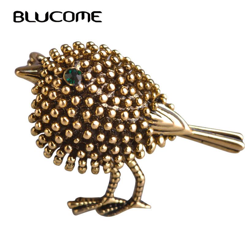 Blucome, милое платье с маленькой птичкой, украшение для банкета, женская брошь, шпильки для хиджаба, длина 3,3 * ширина 2,7 золотой