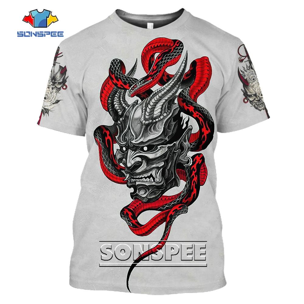 SONSPEE Horror Evil Tusk Graphic 3D Print Streetwear для мужчин и женщин Devil Grim Reaper с круглым вырезом, детская футболка большого размера XS