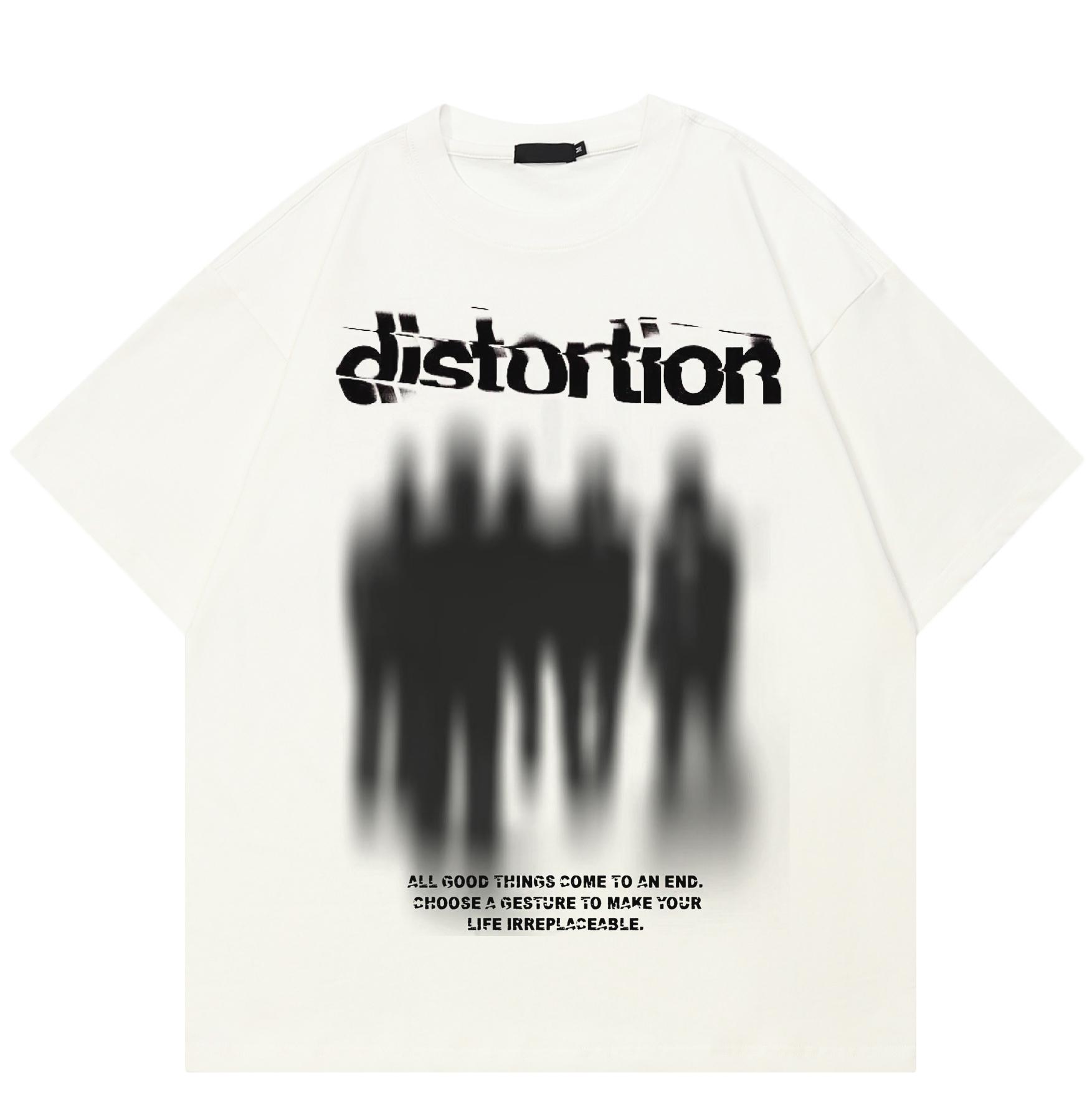 Футболка уличная Distortion Shadows с рисунком, хлопковая, унисекс, топы, футболки, летняя футболка с короткими рукавами S белый