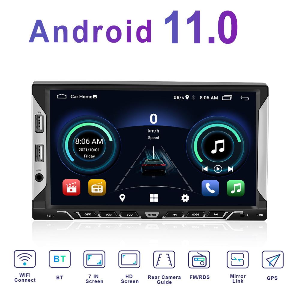 Универсальный 2Din 7 дюймов Android 11 Авторадио Автомобильное стерео радио 2.5D Экран Автомобильный MP5-плеер Поддержка Bluetooth WIFI GPS USB FM RDS Mirror Link car multimedia чёрный/белый