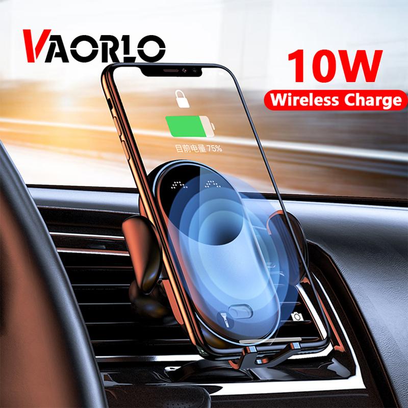 Автомобильное беспроводное зарядное устройство VAORLO 10 Вт для iPhone 13 12 11 XR X 8 Samsung S20 S10 Xiaomi Qi, быстрая зарядка, инфракрасный датчик, держатель для телефона, крепление чёрный
