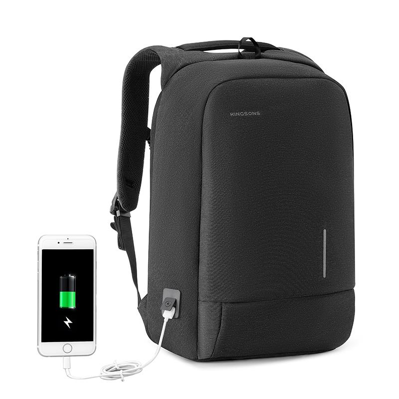 Kingsons унисекс рюкзак для ноутбука с разъёмом USB 17.3 inch темно-серого
