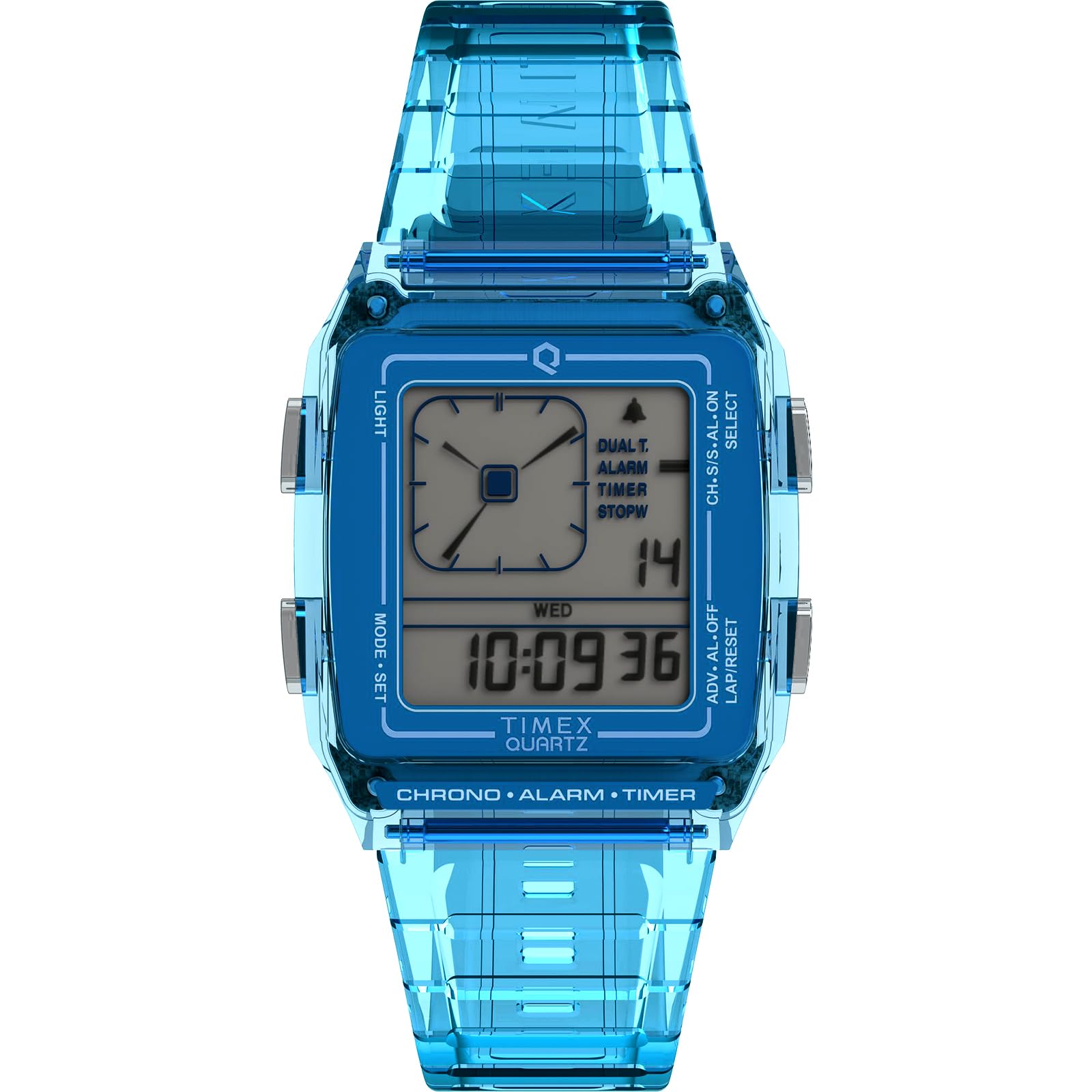[TIMEX] Timex QLCA Прозрачный синий циферблат из смолы и акрила, кварцевые часы Philippine Watch Brand TW2W45100 Clear