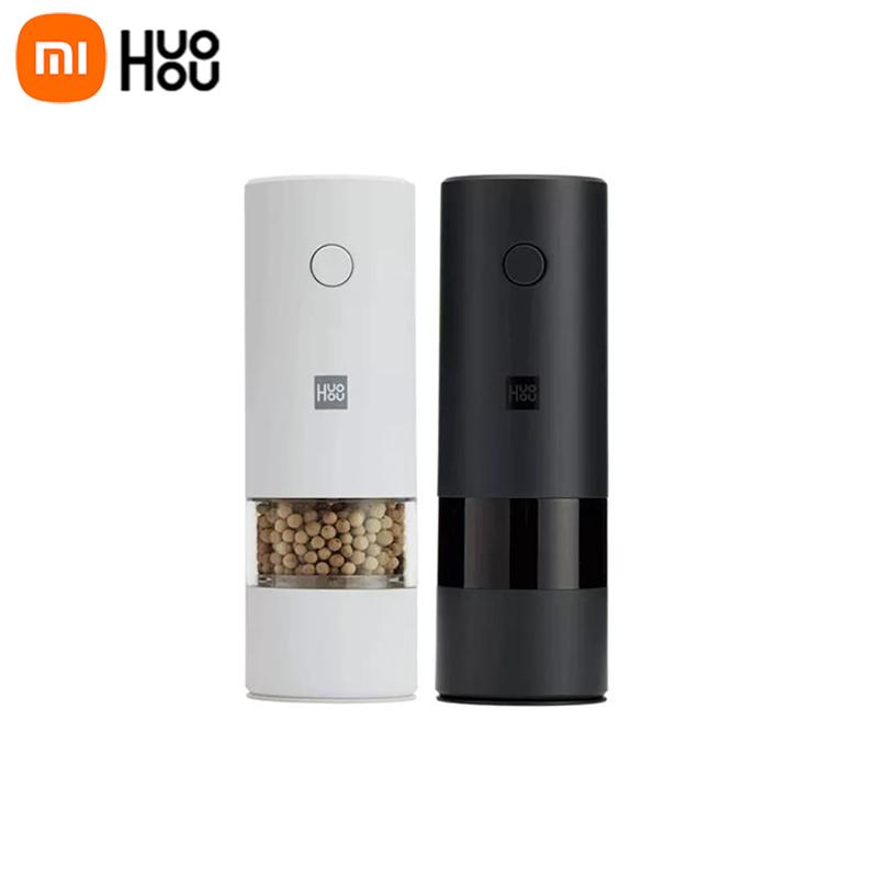 Xiaomi HUOHOU Автоматическая электрическая мельница для перца, соли, светодиодная подсветка, 5 режимов, фарфоровая мельница для специй, керамическая мельница чёрный