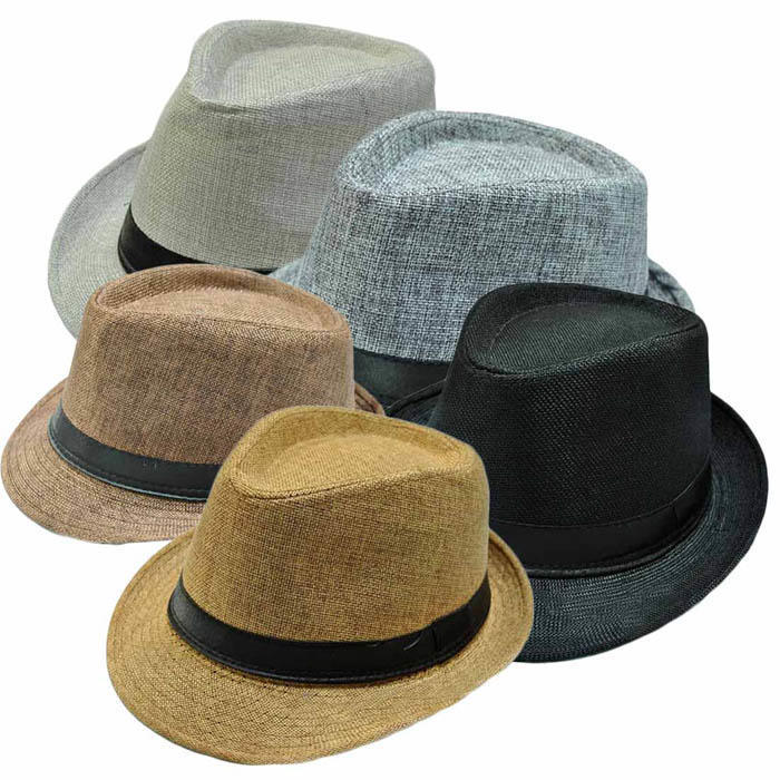 Соломенная джазовая кепка унисекс, пляжная деловая шляпа Trilby Gangster чёрный