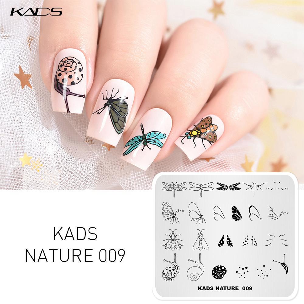 KADS Nature-009 Пластины для штамповки ногтей Бабочка Стрекоза Улитка Моль Дизайн ногтей Шаблон штампа Маникюрные инструменты для ногтей