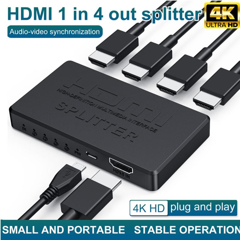 1 в 4 выхода 4K HDMI-разветвитель-переключатель HD-MI адаптер-переключатель 4-портовый концентратор 1080P видеораспределитель для ТВ-ПК, ноутбука, монитора, проектора
