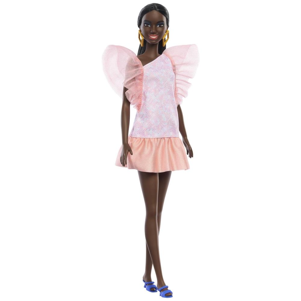 [Эксклюзив Amazon.co.jp] Платье Barbie Fashionista с оборками на рукавах, нарядное платье для куклы Барби DollHouse от 3 лет и старше, розовое HRH14