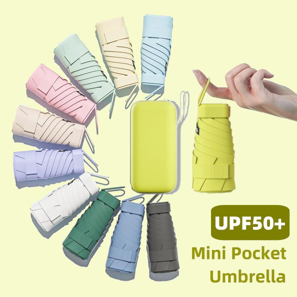  UPF50 + мини складной виниловый маленький зонт от солнца, карманный зонт от дождя, дорожный зонт, защита от ультрафиолета, капсульный зонтик