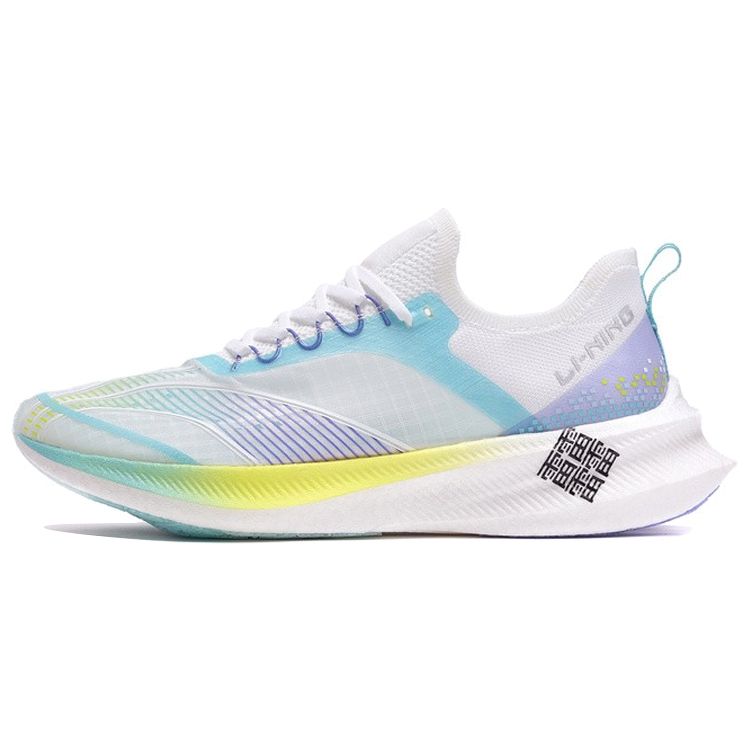 Кроссовки Li Ning Feidian Challenger One Piece Woven Speed Low Top для бега, мужские кроссовки, белые, синие, фиолетовые, ARMR011-1 45