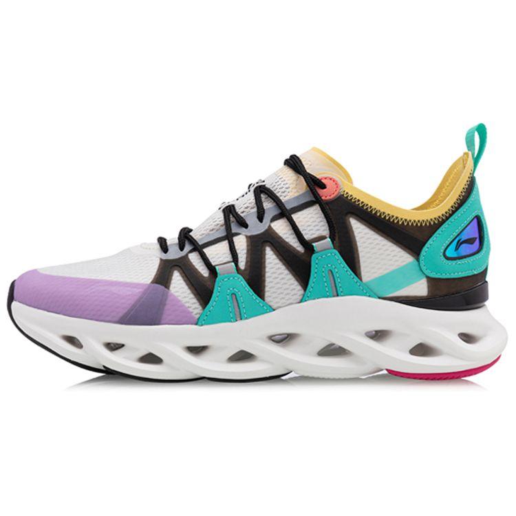 Кроссовки Li Ning Arc Leather Fabric TPU Shock Absorbing Non-Slip Low-Top для бега Мужские кроссовки Белый Фиолетовый Зеленый ARHQ057-4 39⅔