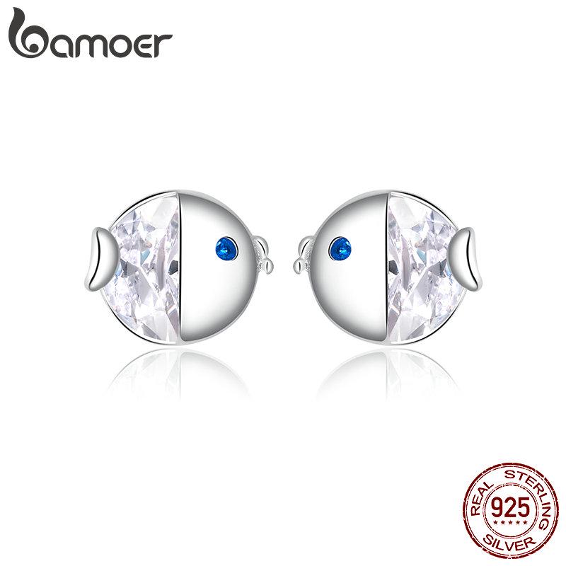 BAMOER Настоящее серебро 925 пробы, серьги-поцелуи для девочек, драгоценные украшения, женские серьги, подарок BSE204