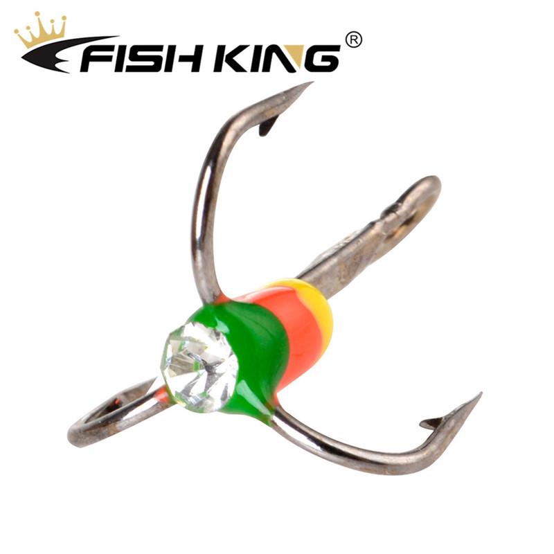 Fish King, 5 шт./упак., двухцветный зимний ледяной крючок из высокоуглеродистой стали с колючим твитером и рыболовными снастями с алмазным глазком B2-Size 6-5pcs