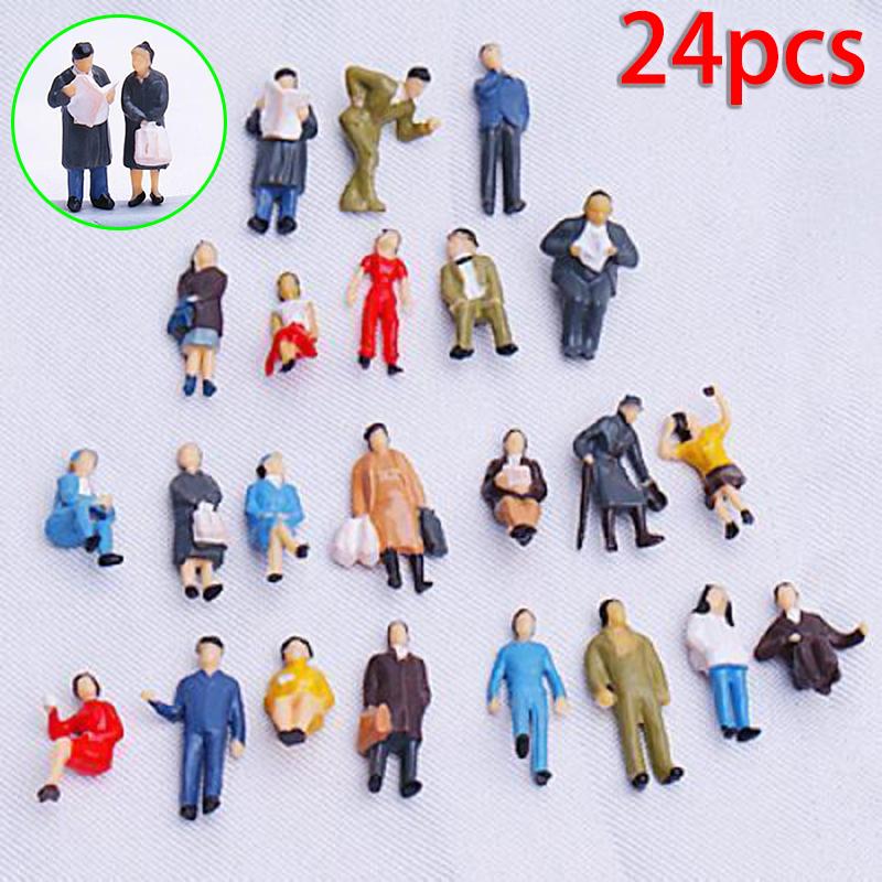 24 шт., смешанная модель, фигурка человека, поезд, железнодорожное здание, пейзаж, масштаб 1:87