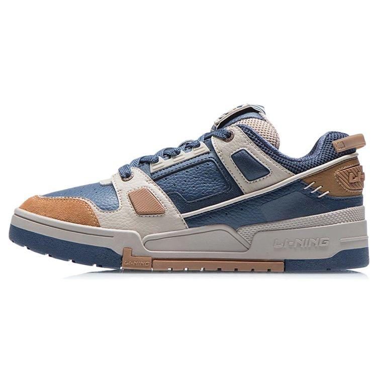Li Ning Trendy Casual Universal Non-Slip Wear-Sticked Low-Top Skate Shoes Men Sneakers Blue White Brown AGCR297-2 42⅓