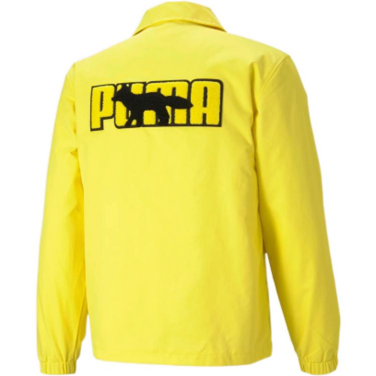 Тренерская куртка Puma x Maison Kitsune с вышивкой мультяшного логотипа, верхняя одежда унисекс, лимонно-желтый 530430-30 S