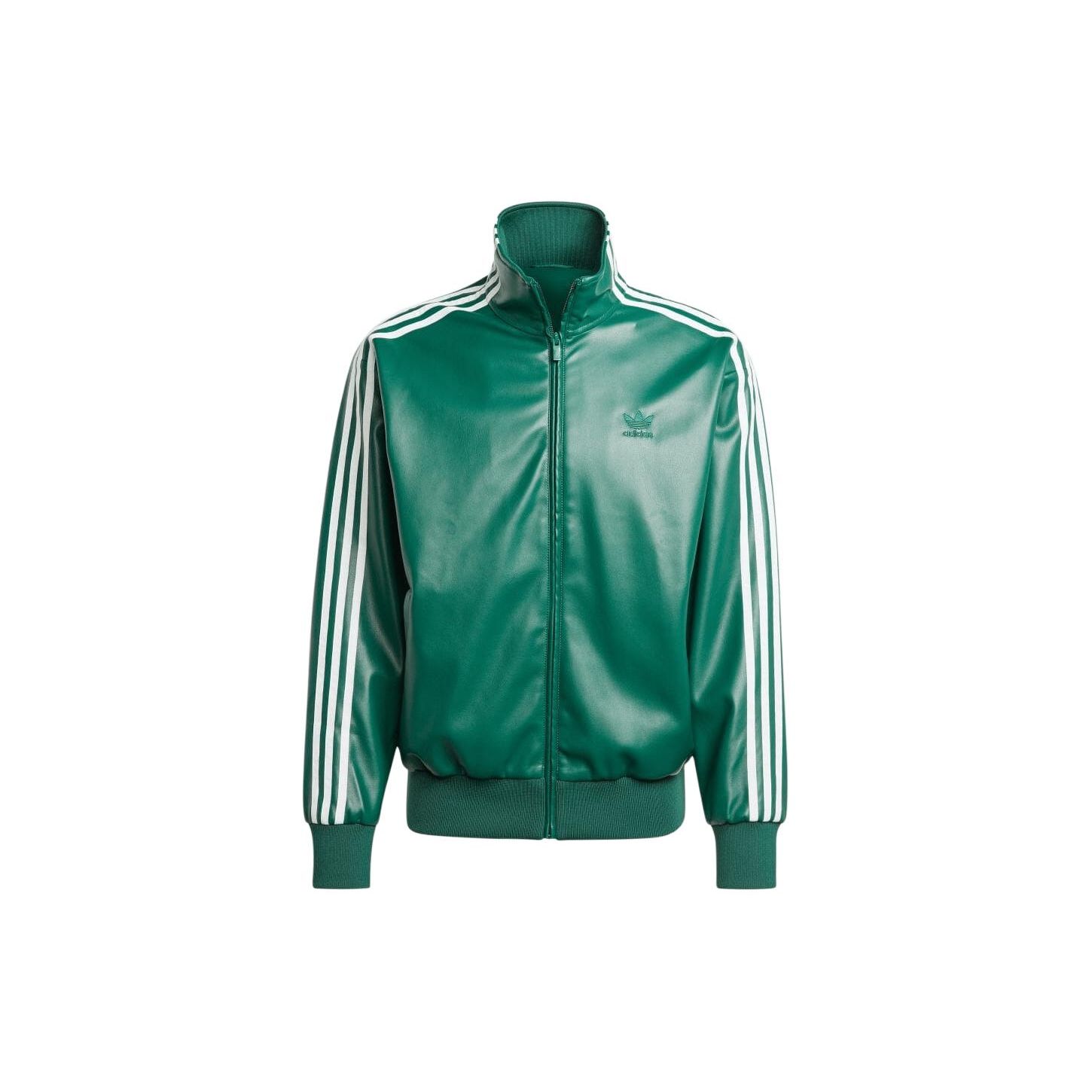 Мужская кожаная куртка Adidas Originals Adicolor Series с тремя полосками на молнии, зеленая IZ4032 XS