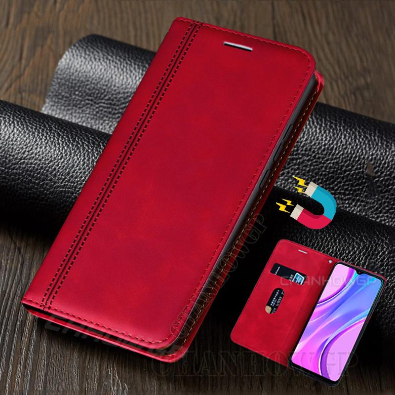 Чехлы-книжки Чехол для Xiaomi Redmi 9, матовый кожаный магнитный кошелек, откидной силиконовый чехол для телефона для Xiaomi Redmi 9A 9C 9 AC, роскошный держатель для карт, мягкий чехол, чехлы Redmi 9 чёрный
