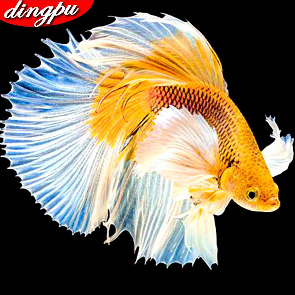 5D Алмазная вышивка Крестом Рыба Полный круглый рисунок Животное 30x30CM