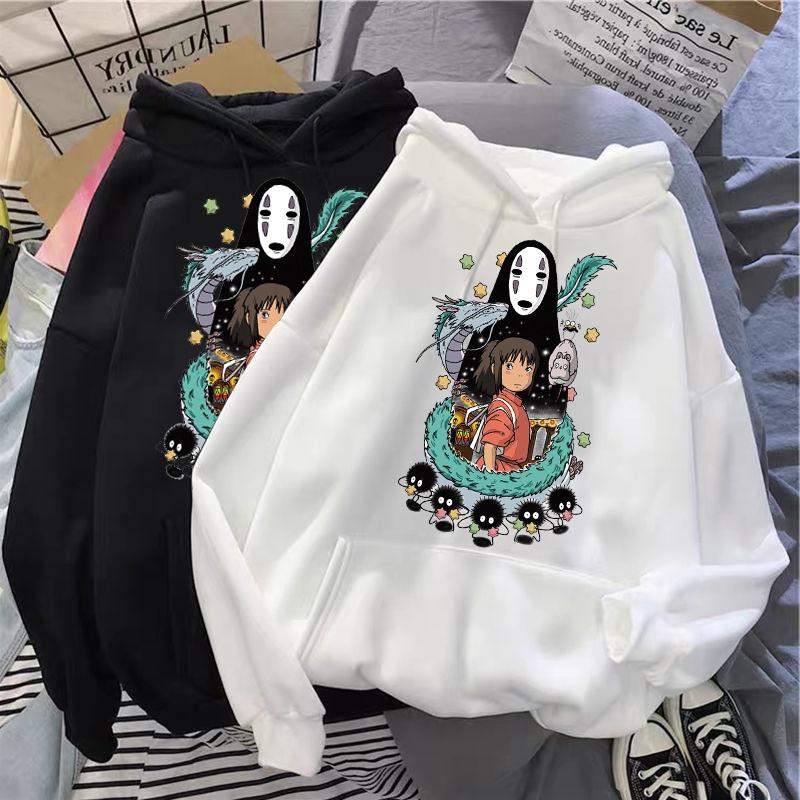 Студия Ghibli Тоторо японского аниме забавный мультяшный толстовка для женщин Унесенные призраками толстовка Хаяо Миядзаки 90 s графическая толстовка женская XXXL белый