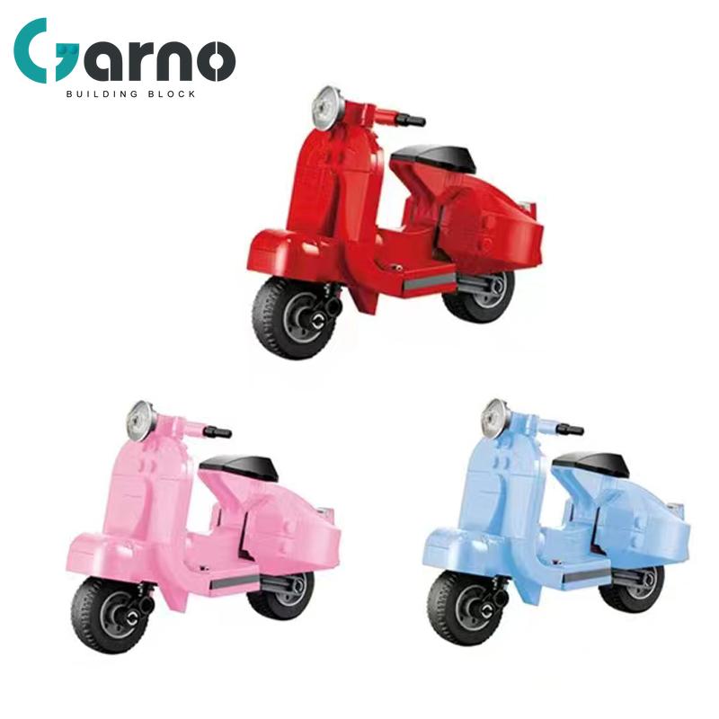 Garno Tech Vespas Мотоцикл Коллекционный орнамент Строительный блок Модель 40517 Конструктор для мальчиков Игрушки для девочек paper brochure красный
