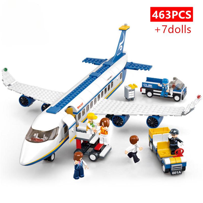 463 шт. городской аэропорт Airbus самолет Brinquedos Avion модель строительные блоки кирпичи развивающие игрушки для детей