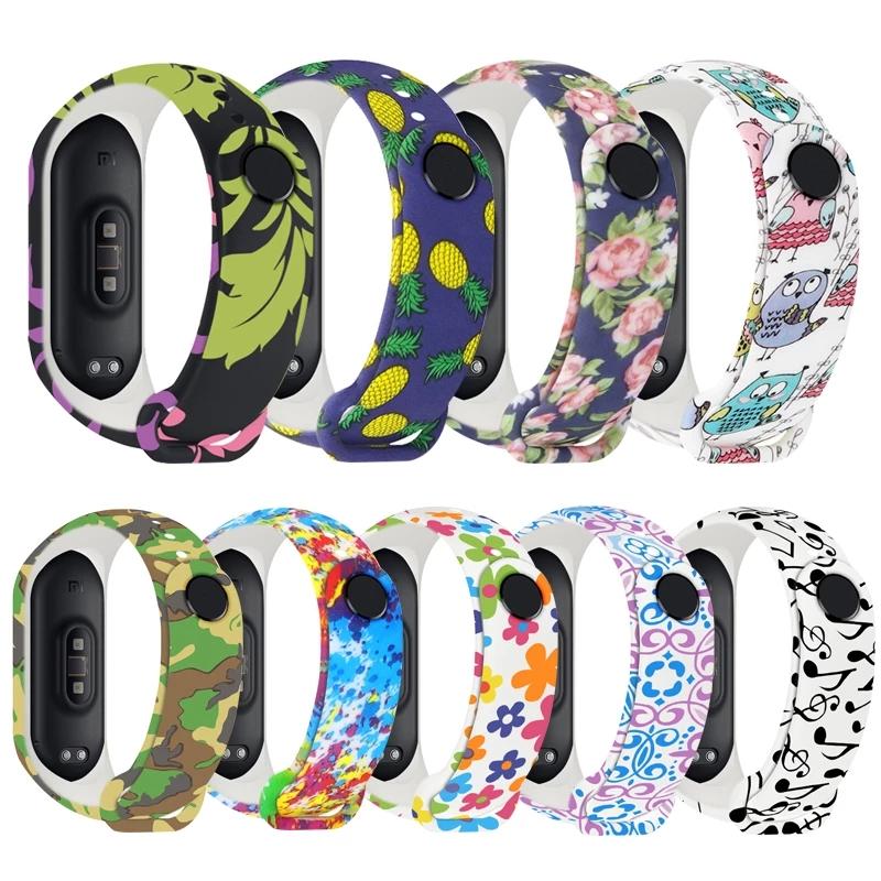 Спортивный ремешок для Xiaomi Mi Band 3 4 5, силиконовый ремешок на запястье для Mi Band 4, браслет в стиле граффити для Xiaomi Mi Band 6, аксессуар For MiBand 5-6