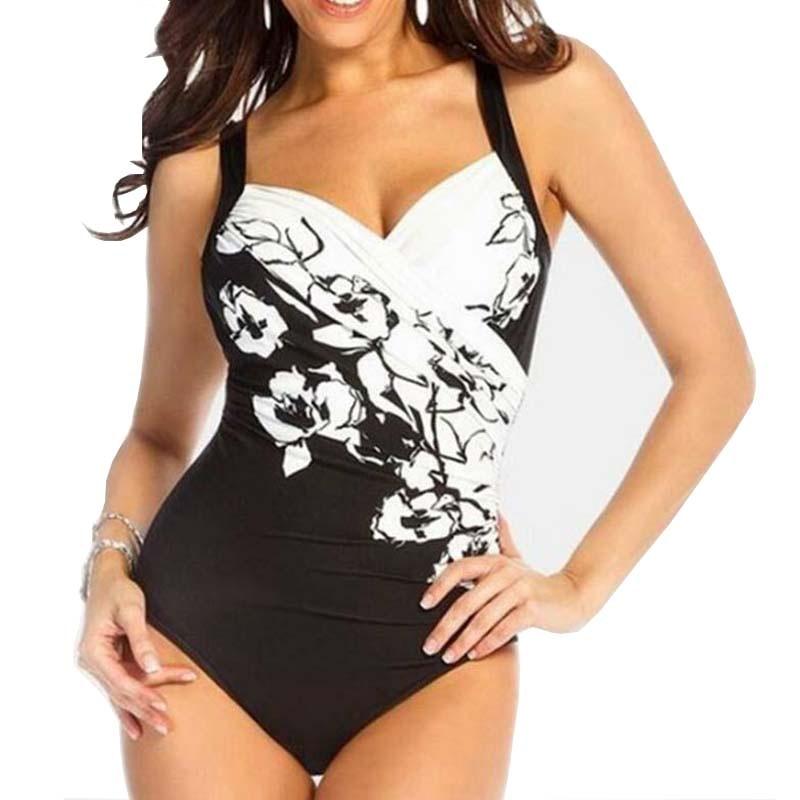 Слитные купальники  Joom Купальники с принтом One Piece Body Closed Women Plus Size Купальники Push Up Купальный костюм M