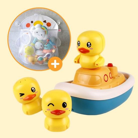 Lo&J KC сертифицированная игрушка-фонтан для ванны с уткой + сетка для ванной 5 режимов струи для игр с водой, корейские игрушки для ванны