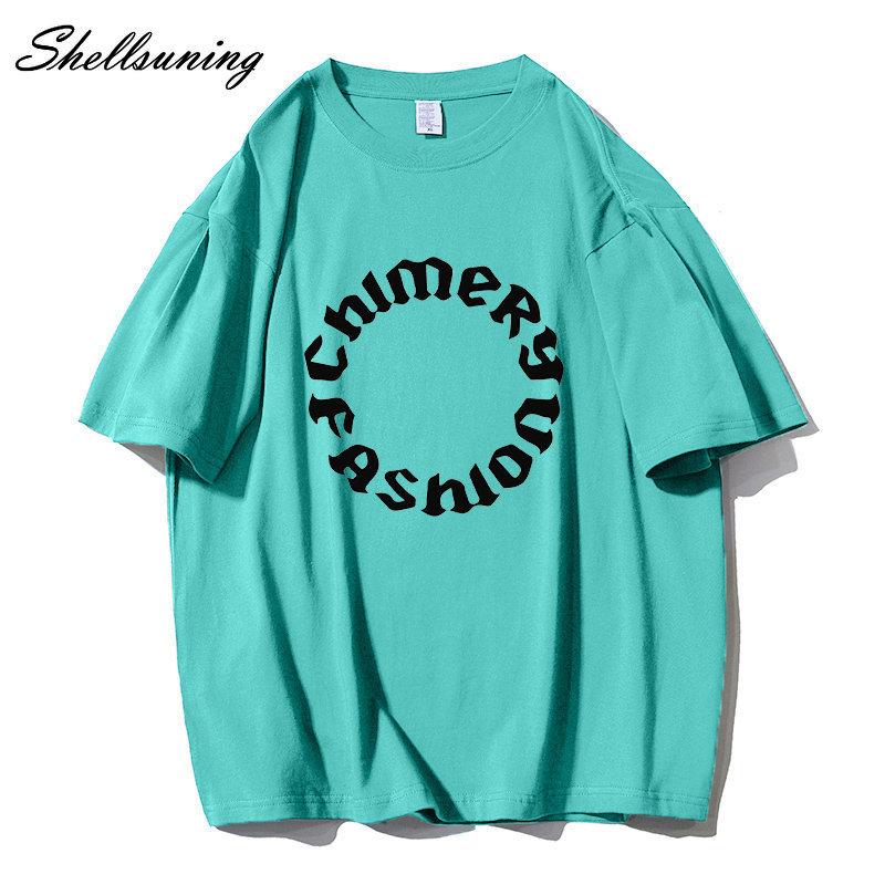 Shellsuning летние футболки с графическим принтом и буквенным принтом, женские модные базовые футболки большого размера с короткими рукавами, женские свободные топы с круглым вырезом для отдыха, крутая девушка M жёлтый