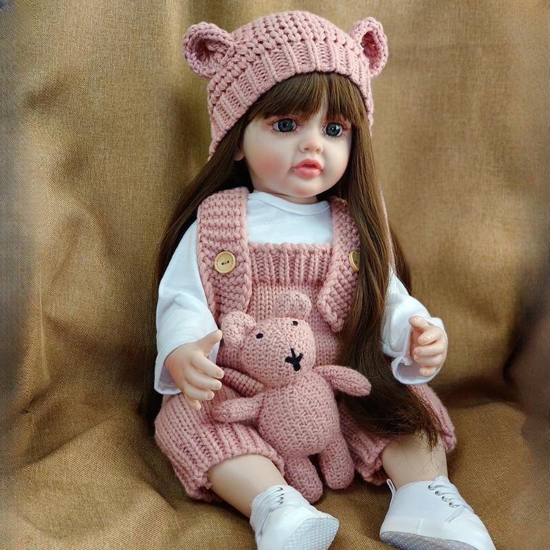 Реалистичные куклы Reborn Betty 22-дюймовые силиконовые виниловые куклы для новорожденных девочек с длинными волосами Реалистичные куклы Reborn для малышей Детский подарок на день рождения 55CM