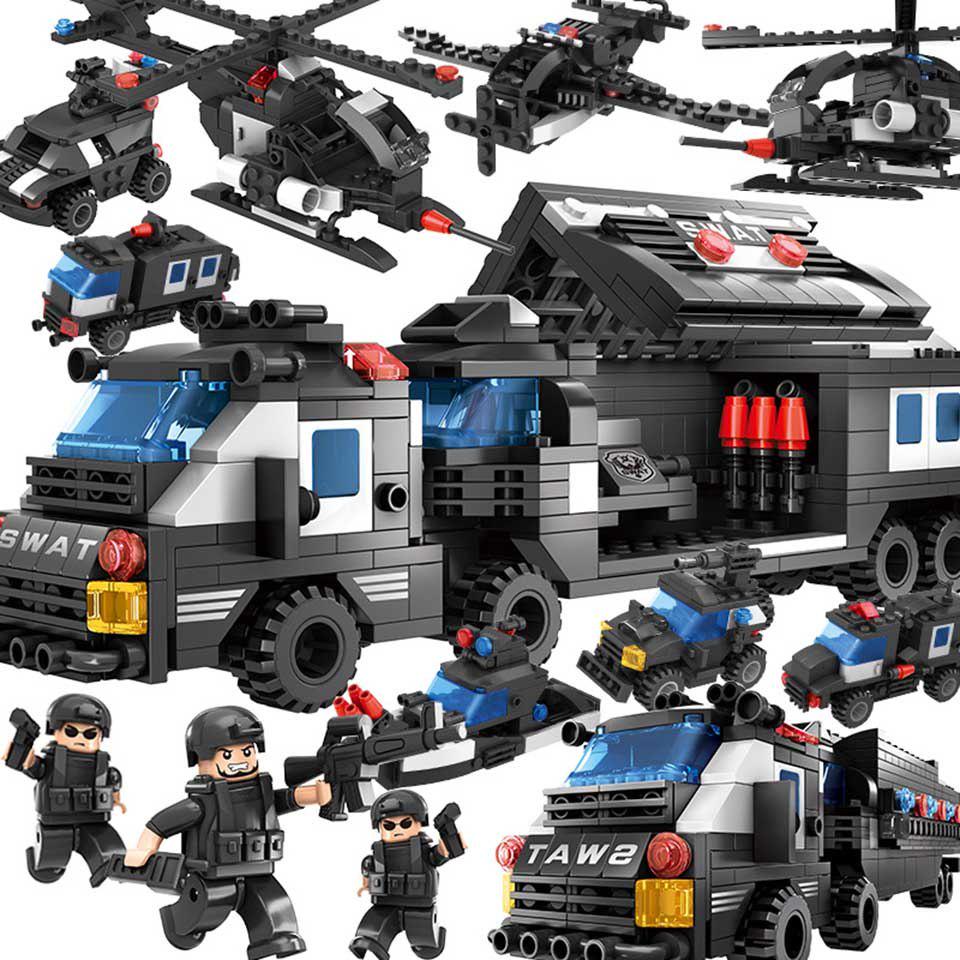 6IN1 SWAT City Truck Строительные блоки Наборы вертолетов Кирпичи Развивающие игрушки для детей 1 set