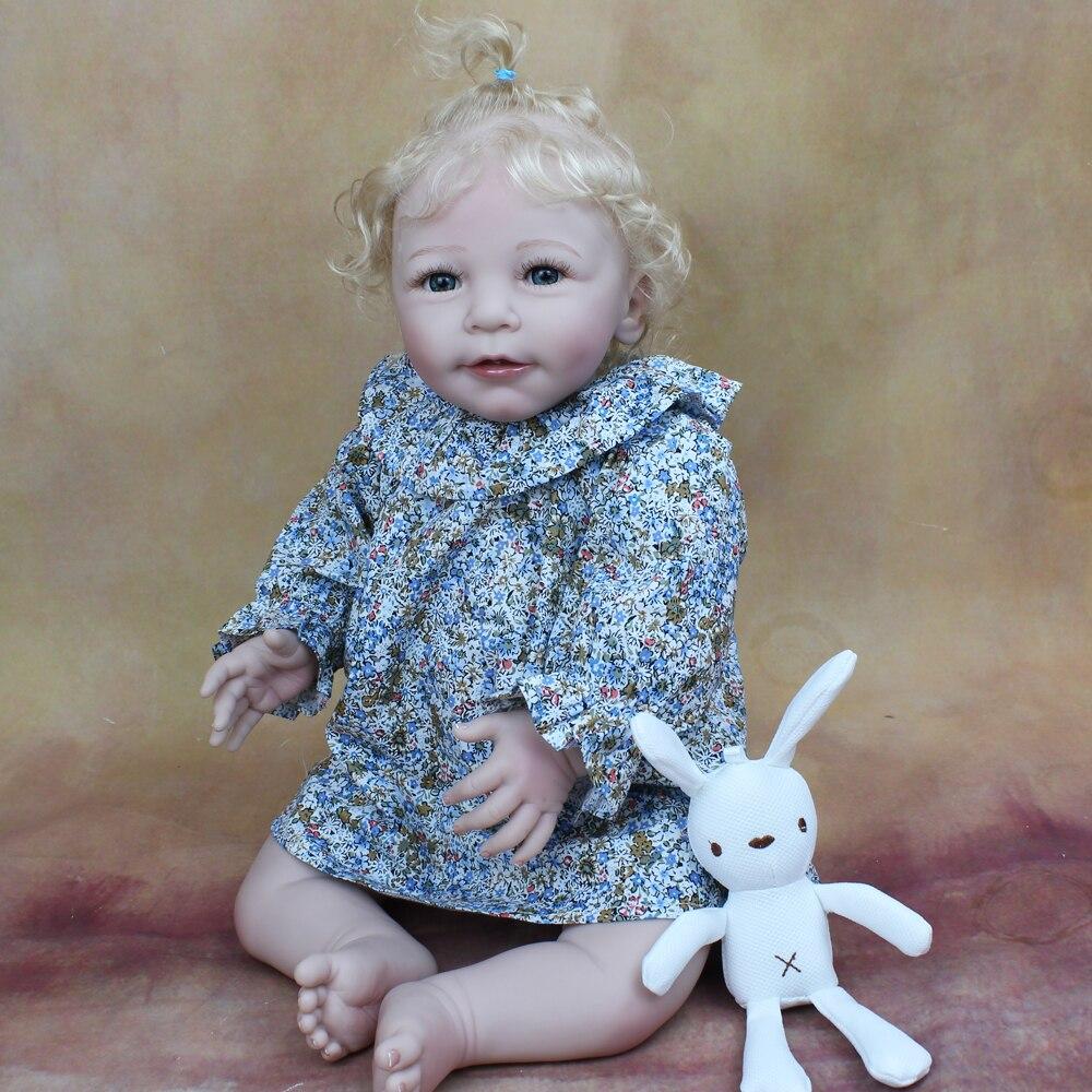 BZDOLL 55 см, мягкая силиконовая кукла Reborn, со светлыми волосами для девочек, игрушка, реалистичное тканевое тело, 22 дюйма, принцесса для малышей Bebe 55cm Doll