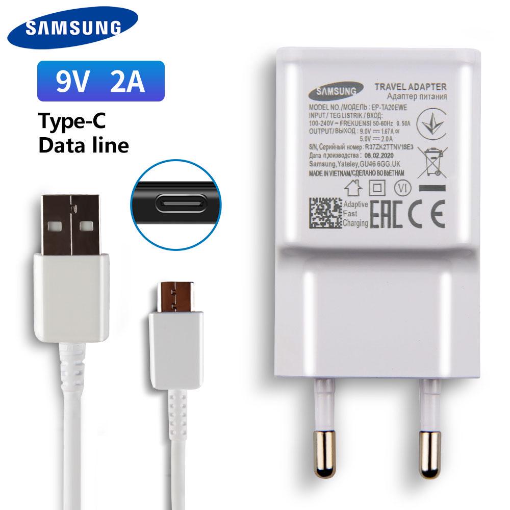 Оригинальное зарядное устройство для быстрой зарядки Samsung Galaxy Note10 S10 Plus S8 S5 S6 S7Edge S4 S3 I9300 A9100 A720 USB-кабель Micro Type-C 9V2A with Micro Cable