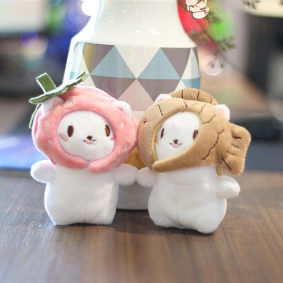 Кошка с рыбой/клубникой, чехол на голову, игрушка, подвеска, сумка, брелок, декор розовый