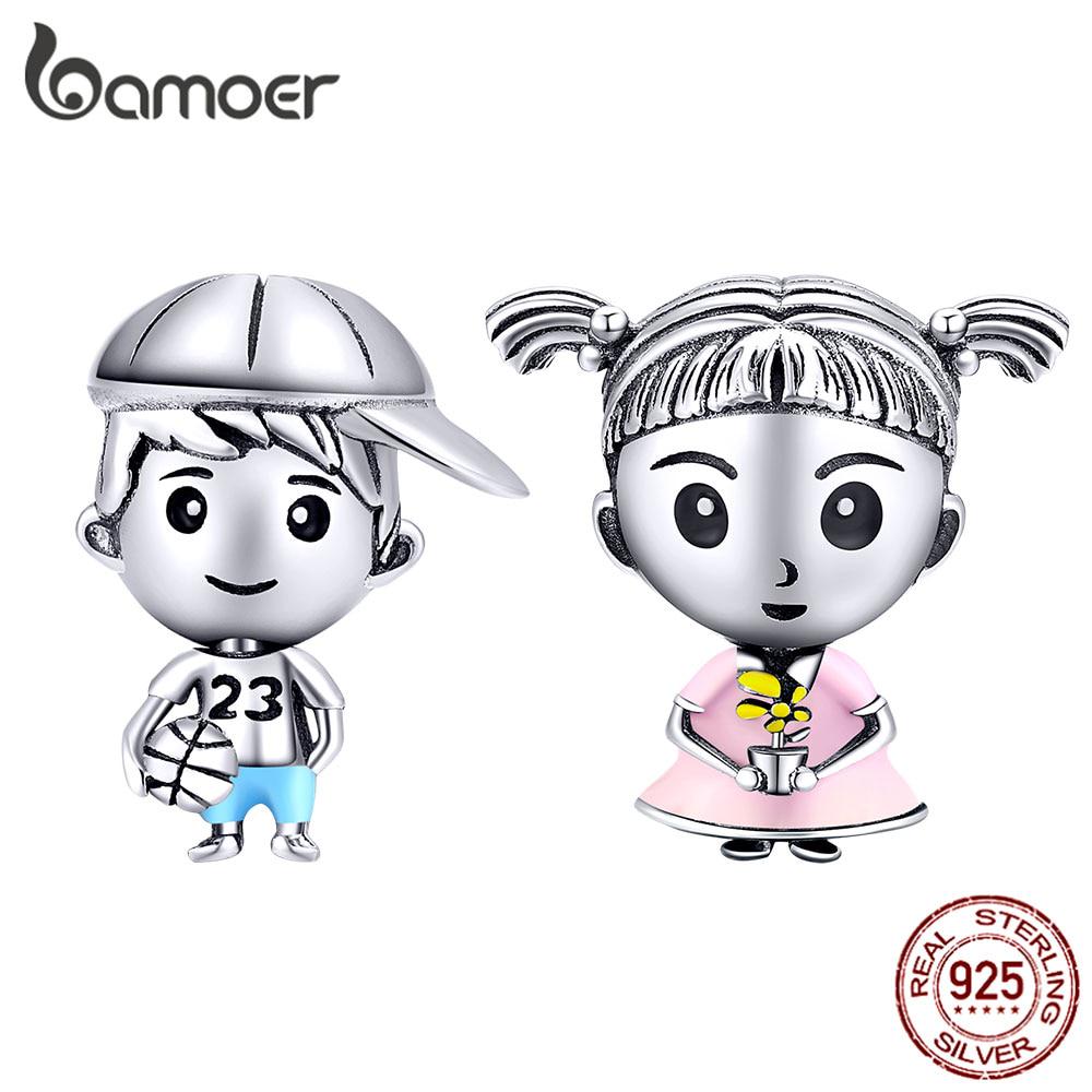 BAMOER Family Colleciton Sister & Brother, подвеска из стерлингового серебра 925 пробы, подходит для оригинального браслета со змеей Brother