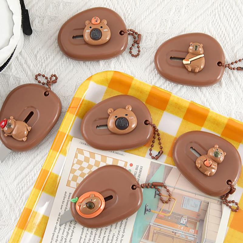 Kawaii Mini Cappybara портативный острый нож для упаковки бумажных изделий в открытой коробке со сменным лезвием канцелярские принадлежности подарки