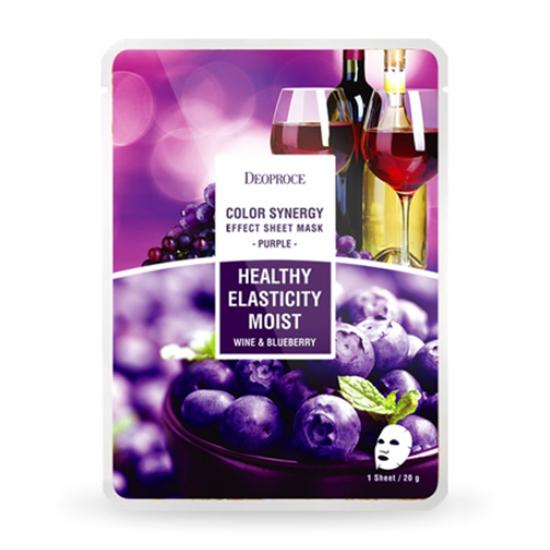 Deoproce Color Synergy Effect Тканевая маска Фиолетовое вино и черника 20 г * 5 шт./10 шт./15 шт./20 шт. 5ea