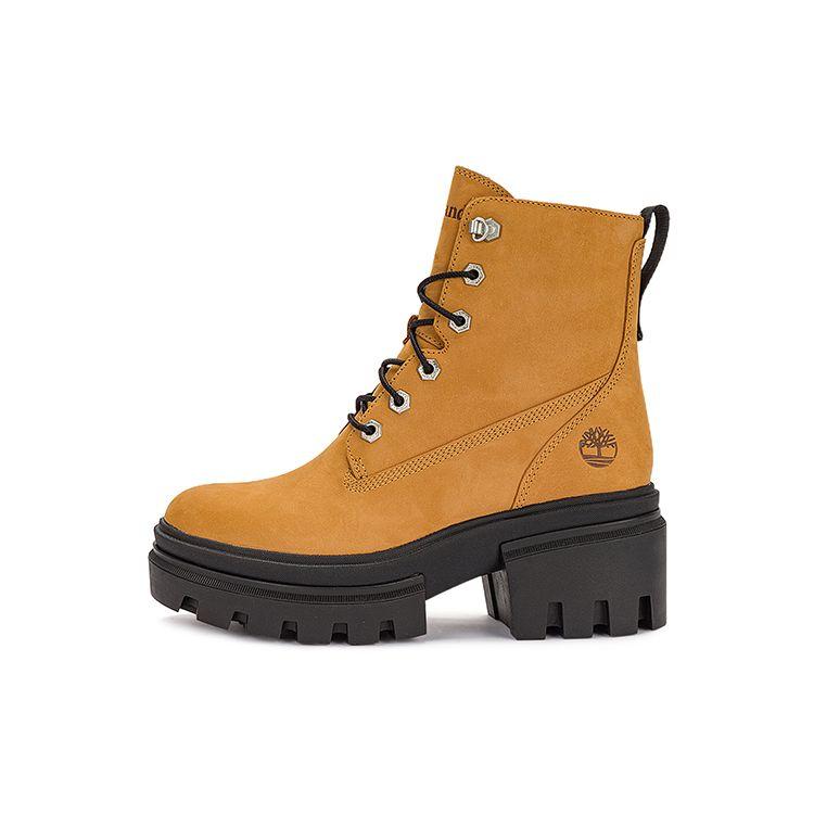 Timberland Everleigh кожаные удобные универсальные нескользящие прочные толстые подошвы на высоком каблуке до середины голени ботинки Martin женские коричневые A41QK 37