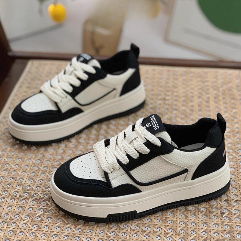 Кожаные кроссовки Panda Shoes Весенние новые универсальные белые туфли на платформе Женская обувь Повседневная обувь Детская спортивная обувь 35