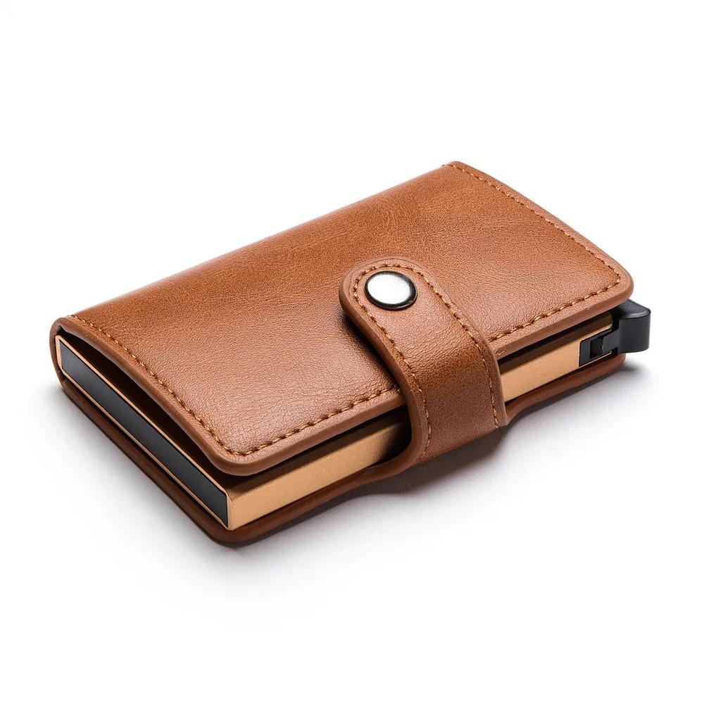 Блокирующий держатель для кредитных карт из нержавеющей стали NFC Anti Scan Business Wallet из натуральной искусственной кожи Кошелек для денег для мужчин и женщин